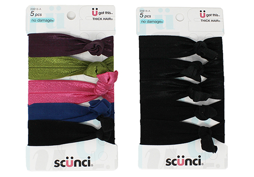 Scunci No-damage Wide Knotted Ponytailers for Thick Hair, 5 pcs